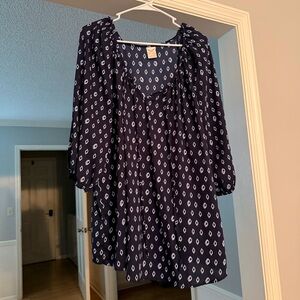 Faded Glory Women’s Plus Size Navy Blue Patterned Blouse 2X (18W-20W)